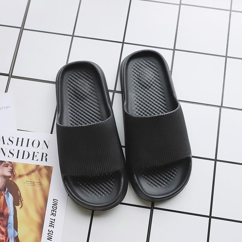 

Женские и мужские бесшумные летние тапочки для дома - Толстая мягкая подошва из ЭВА 44-45 чёрный