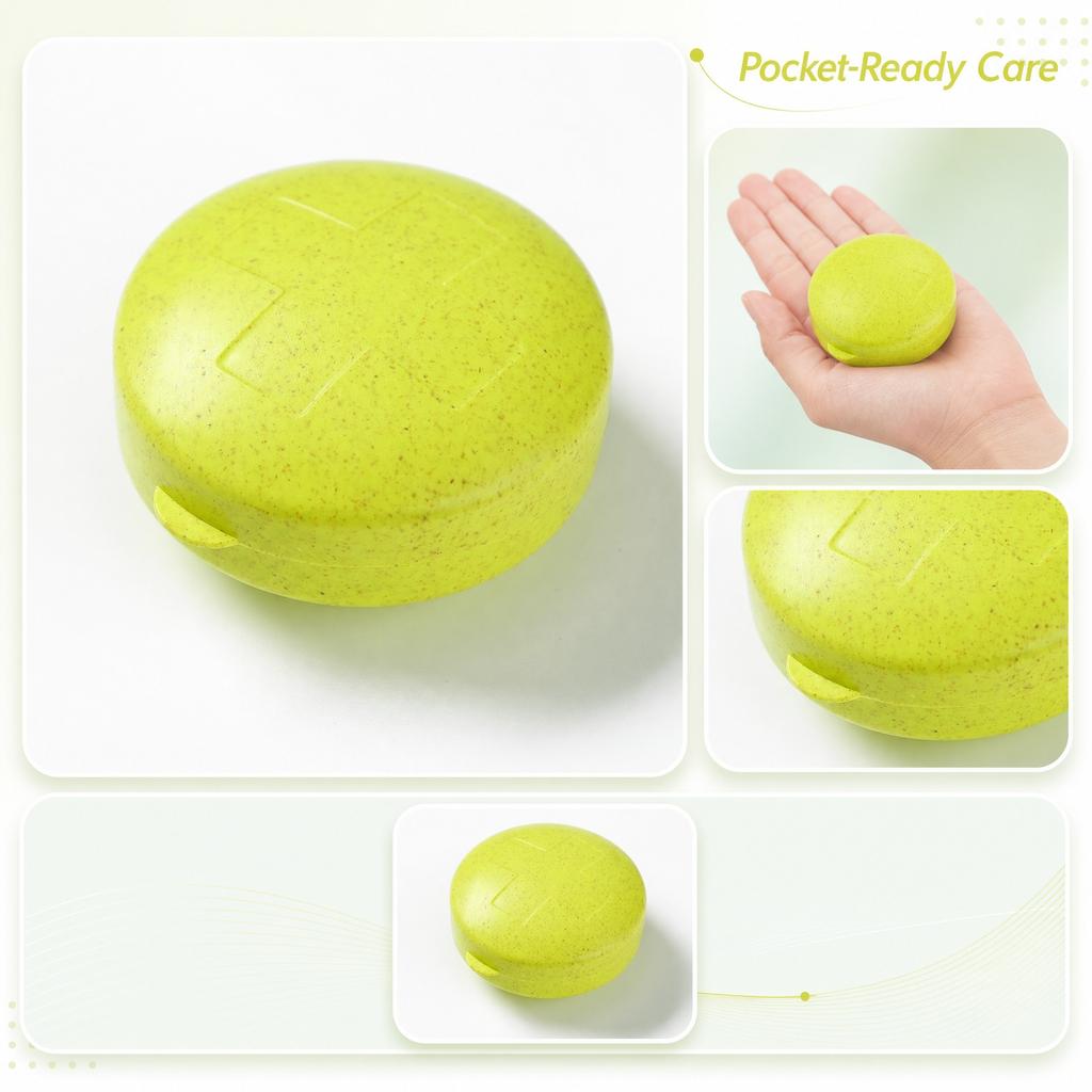 Round Portable Five Compartment Pill Organizer Case for Travel and Daily Medication Storage Durable Design