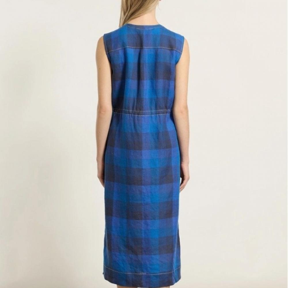 Bcbg String Dress Blue Check B5m6o655
