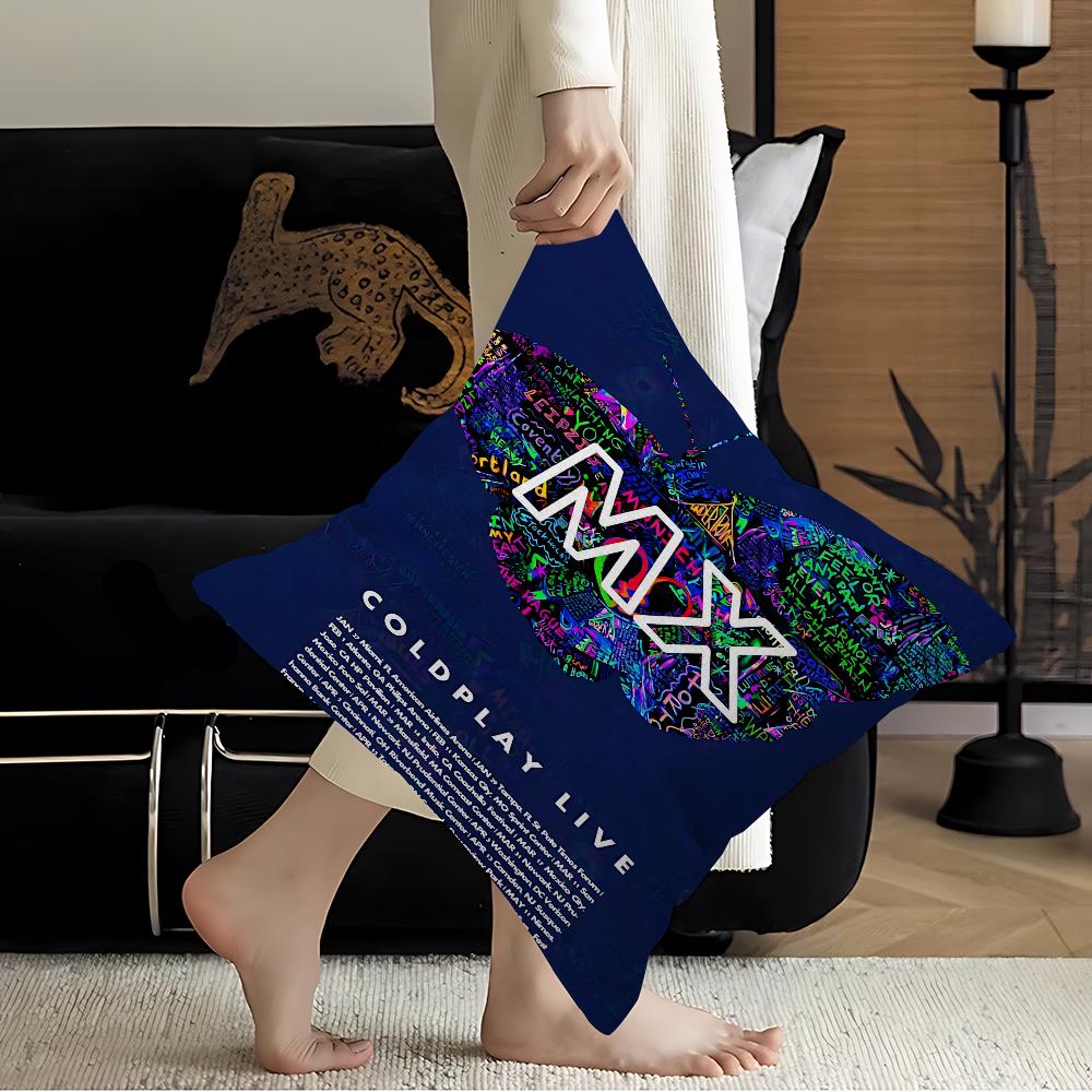 Rock C-Coldplay Band Personalized Pillow Cover Kids Bedroom Wild Party Decor Pillowcase Kid Birthday Shower Gift 16x16Inch
