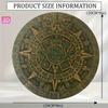 Calendar Aztec Piatră Soarelui Artă de Perete 20x20 cm, Decor de Perete Metalic Mayaș Verde Paun Auriu Aluminiu Placă Retro