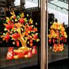 Chinese New Year Window Sticker Wealth Tree Static Sticker Non-adhesive Window Decal for Glass Doors Walls Furniture Festive Decor