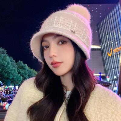 New Hat Female Rabbit Fur Knitted Hat Winter Warm Fashion Versatile Face Small Wool Hat