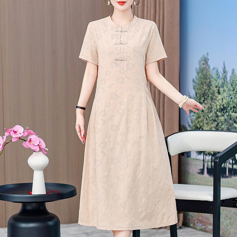 Zomerjurken voor Dames Plus Size Korte Mouw Casual Elegante Lange Jurk Kleding voor Vrouwen van Middelbare Leeftijd