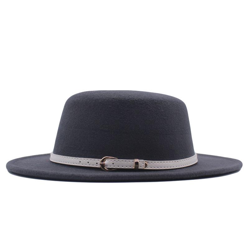 British Hat Retro Woolen Hat Wide Brim Flat Top Top Top Hat Simple Autumn and Winter Hat Trendy Sun Hat Felt Hat