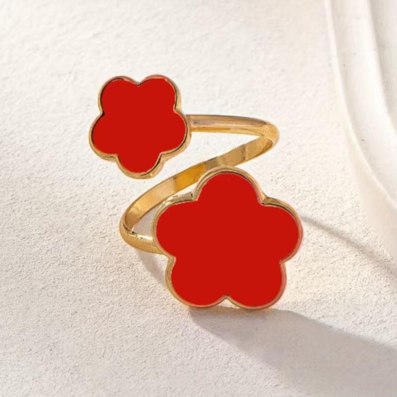 1 Piece Simple Stainless Steel Oil Drop Five Flower Ring Earrings Birthday Gift for Mom and Friends Various Occasions