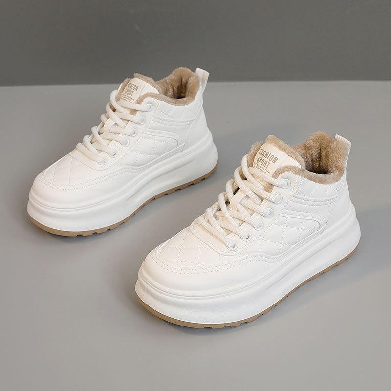 

XY628 new autumn and winter sports shoes thick-soled warm and velvet casual color matching round head women s board shoes 35