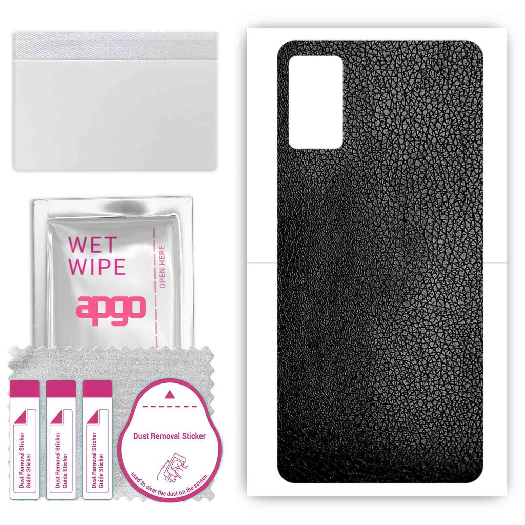 apgo Protective Skin Sticker for the back compatible with Cubot P50, Wrap Film, Foil, Vinyl - Pattern Black Leather