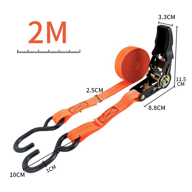 Strapping Strap Ratchet Strap Factory Direct Truck Belt Car Fixing Strap S Hook Belt Tensioner Retractor Fixed Cargo Strap Belt 2M
