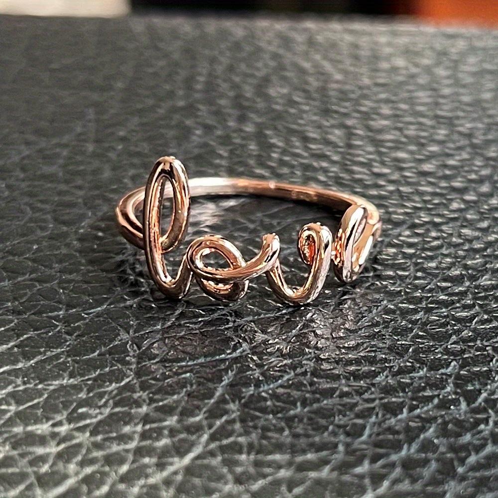 1pc Fresh and Clean LOVE Ring, Smooth Copper Ring with English Letters