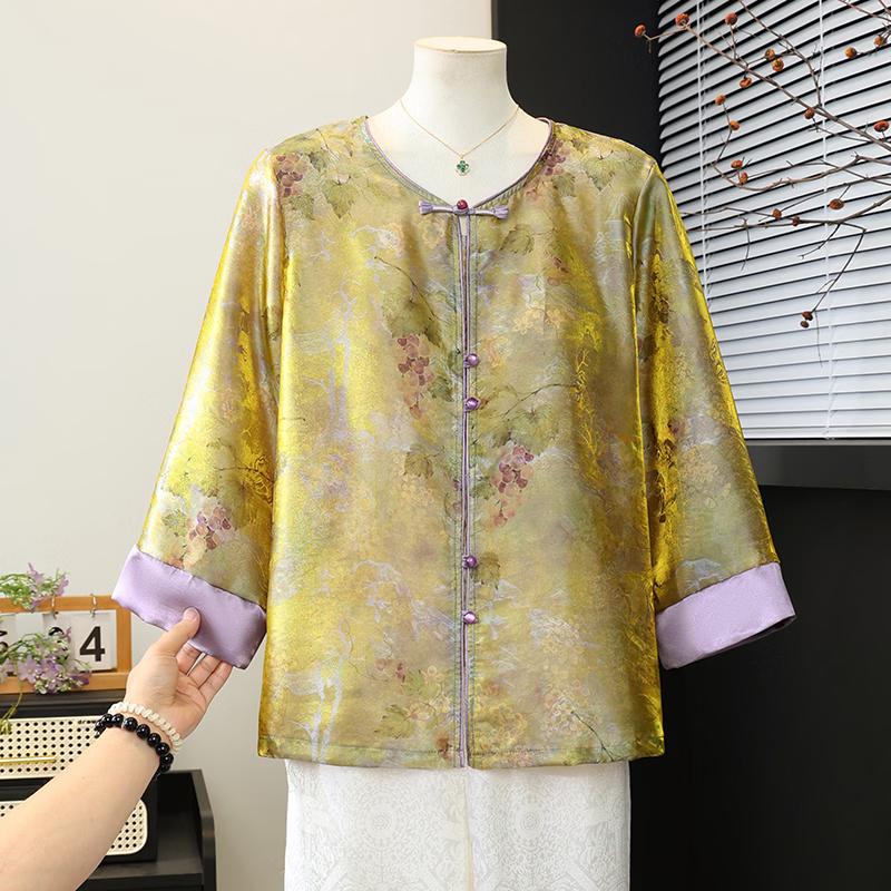 Datang Madam New Chinese Style Floral Summer Blouse XL