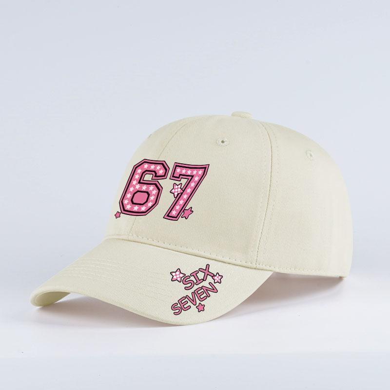 Sterrenprint Nee. 67 Bedrukte Baseballpet met Zachte Klep – Verstelbaar, Schattige Zonneklep in Preppy-Stijl, Perfect Voor Kamperen, Winkelen en Reizen