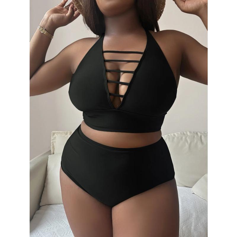 Large Size 4XL Women Textured Swimsuit High Waist Bikini Set Push Up Swimwear Backless Beachwear Brazilian Bathing Suits Biquini