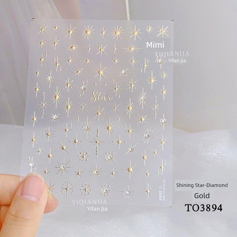 

Shiny White Bright Crystal Adhesive Bright Nail Sticker to-3894 (Gold)