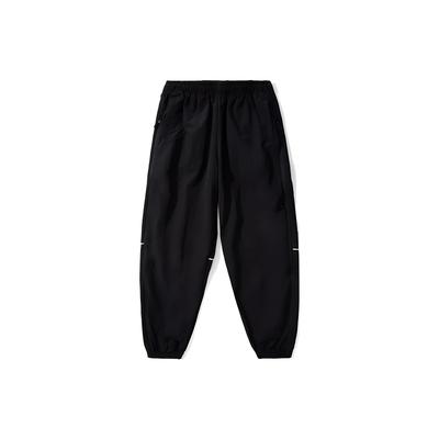 Li Ning Sportmode Serie Effen Kleur Middelhoge Taille Geribbelde Losse Gebreide Joggingbroek Dames Joggingbroek Zwart AYKR442-1