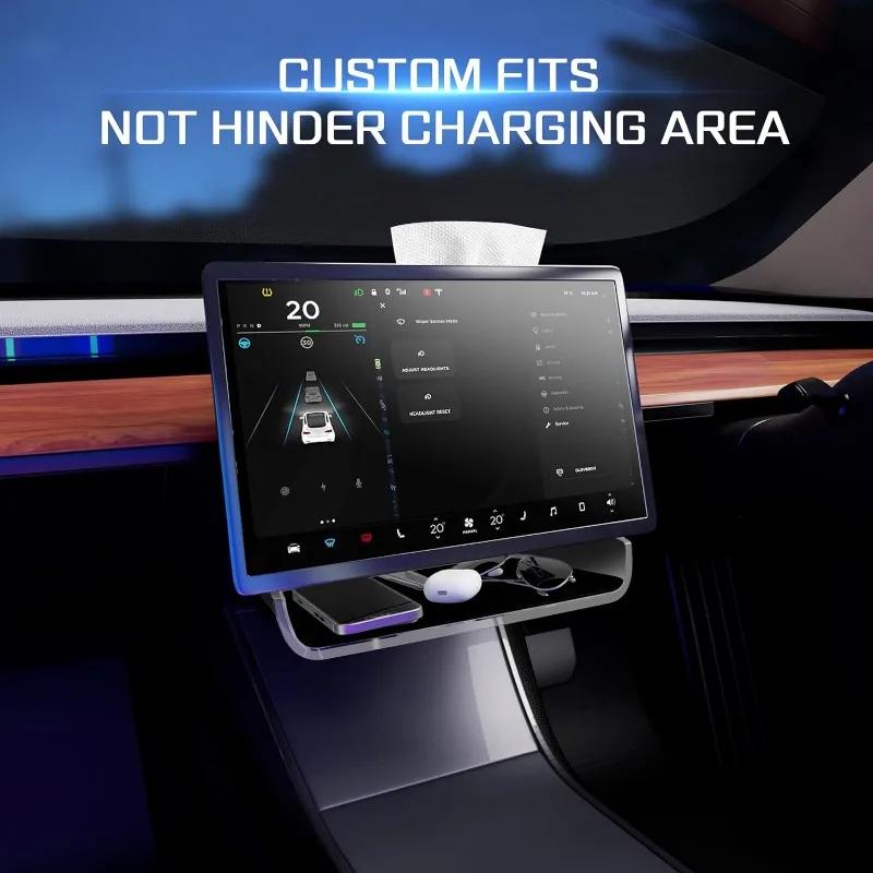 For Tesla Model 3 Y Center Console Storage Box Magnetic Under Screen Storage Box Car Dashboard Organizer Tissue Holder Glovebox
