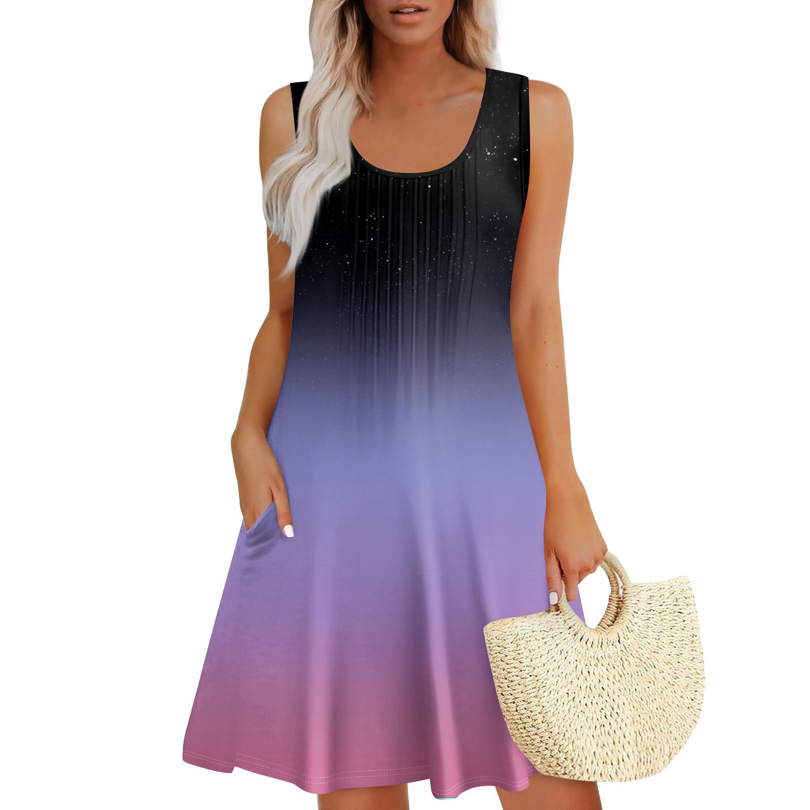 

Женские летние платья Свободные сарафаны без рукавов Платье с карманами S чёрный