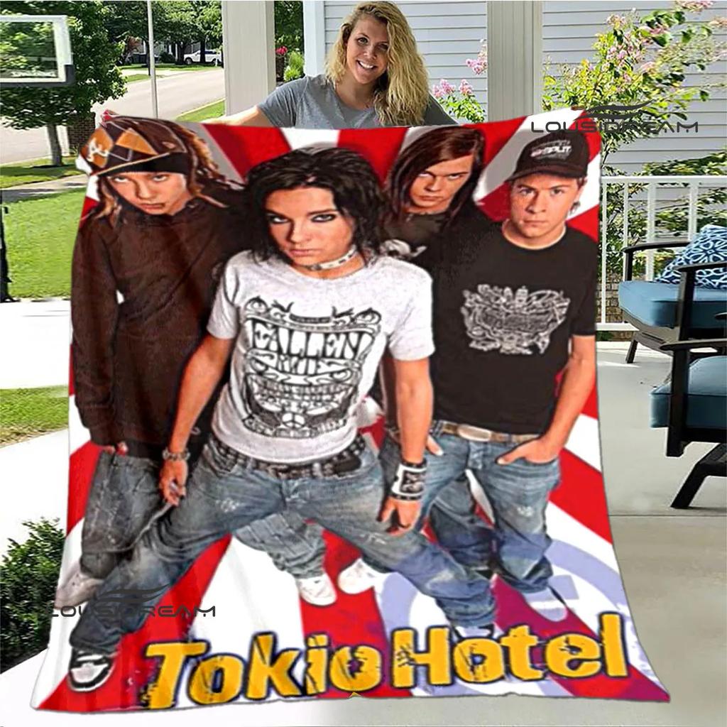 Dětská přikrývka s potiskem kapely Tokio Hotel Dětská Hřejivá přikrývka Flanel Měkká útulná deka Rozkládací pohovka Deka Cestovní deka Dárek k narozeninám