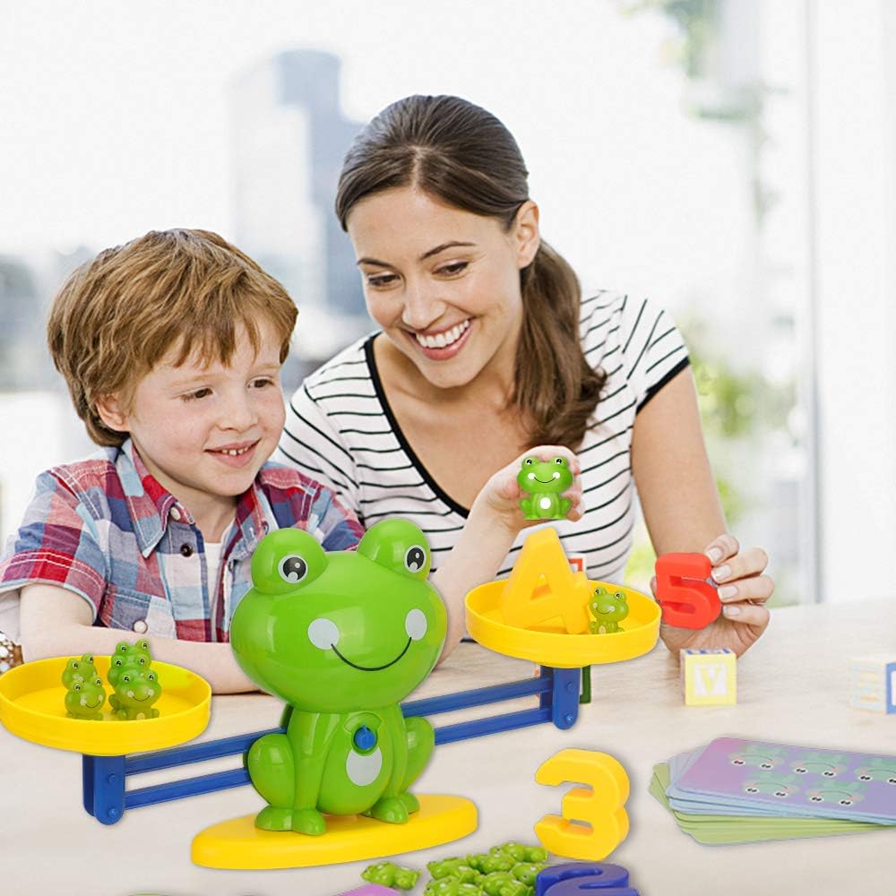Montessori Matematická Váha Hračka, Učení Počítání a Kalkulace, Žába Vzdělávací Hračka, Rovnovážná Dovednost s Váhou a Kartami s Čísly, Rané Vzdělávání