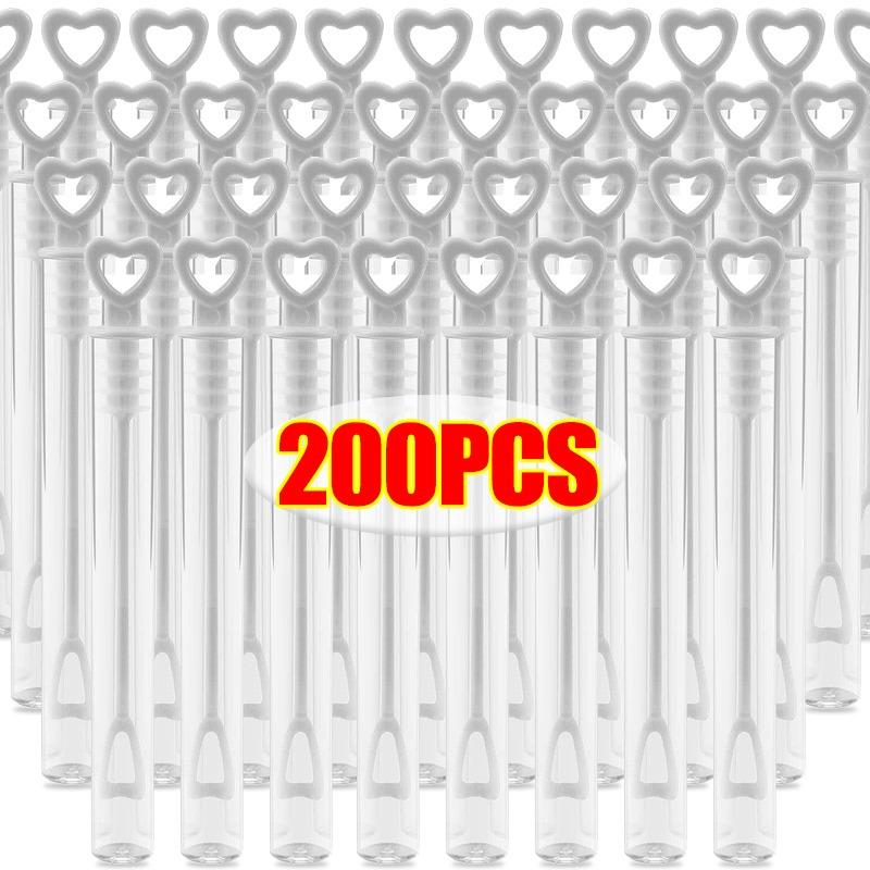 200/10x White Heart Bubble Wand Empty Bubbles Soap Bottles with Heart Handle Wedding Gifts for Guests Party Decoration Kids Toys