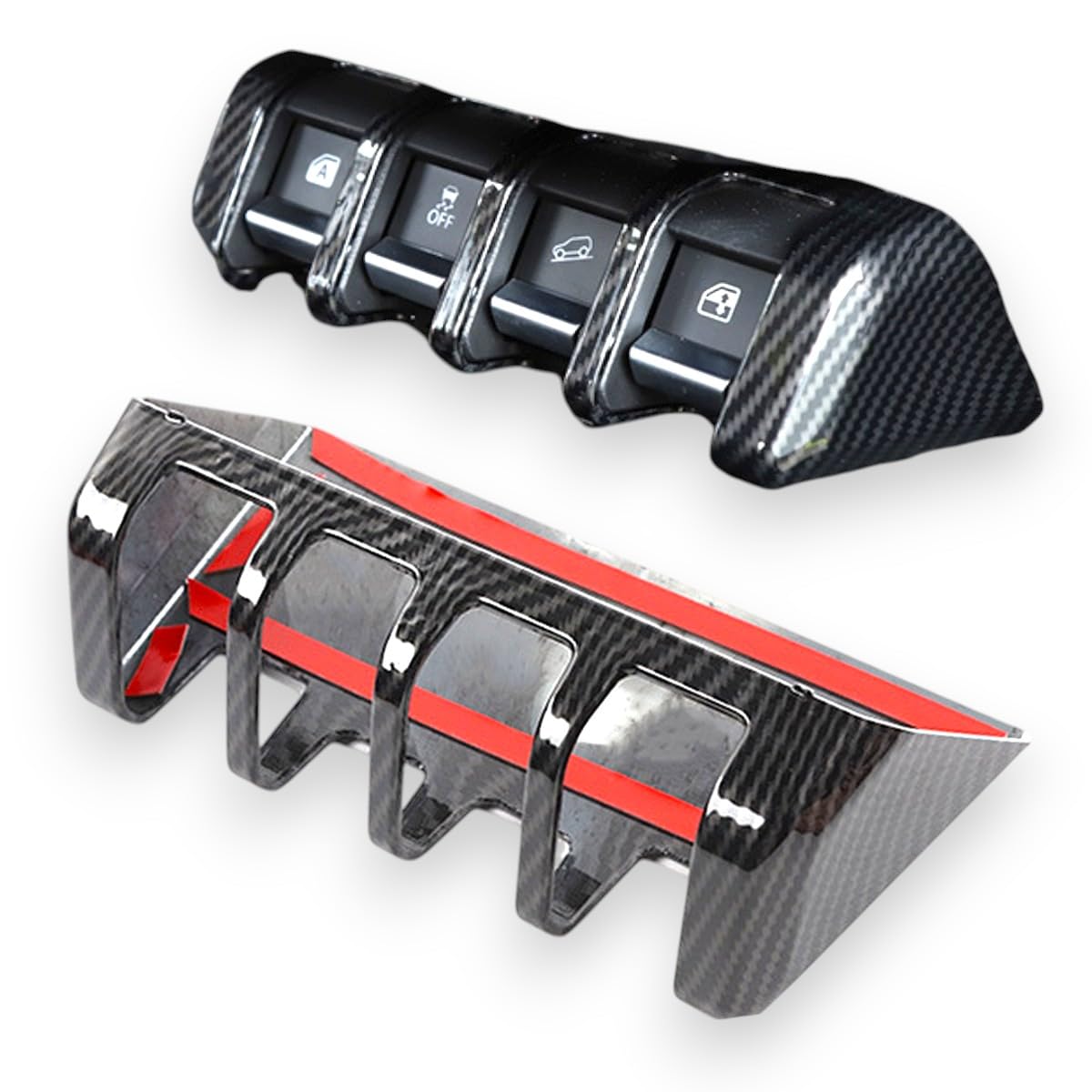 

HapiChil Suzuki Jimny Window Switch Button Frame Lifting Panel Sticker Glass Lift Switch Decoration for jimny JB64 JB74 Accessories (Black) чёрный