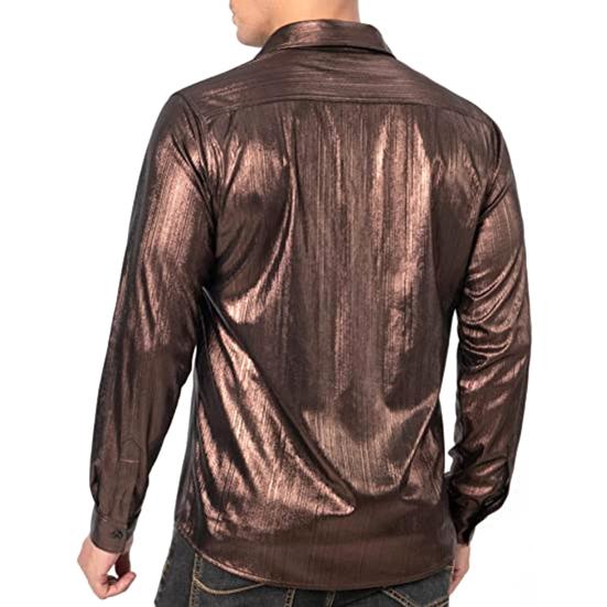 Men Casual Shirt Lapel Long Sleeve Single Breasted Shirt Tops Solid Color Loose Fit Twill Glossy Tops Daily Wear