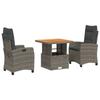 VidaXL Ensemble à Manger de Jardin avec Coussins 3 pcs, Table de Terrasse, Meubles de Patio, Mobilier d'Extérieur, Gris 3277397