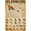 Vintage Metal Fox Tin Sign Rusty Hunting Lodge Wall Art Educational Wildlife Plaque for Pub Garage Man Cave Home Decor