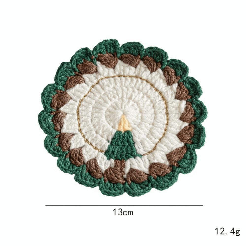 Handmade Non Slip Mat Knitted Table Mat Crochet Christmas Coaster Table Decoration