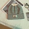 Luochi Korean Style Striped Knit Hat - Slimming & Versatile for Autumn/Winter