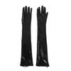 Shiny Zipper Long Gloves Elastic Women Gloves Fashion Patent Leather Black Gloves  Women