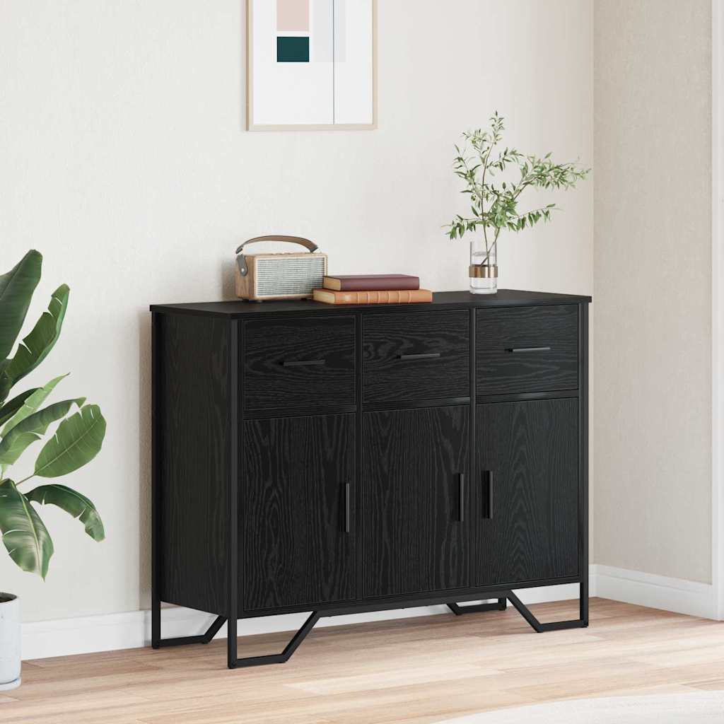 Sideboard Black Oak Finish 97 x 32.5 x 74.5 cm