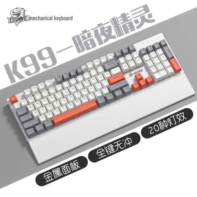 K99 Mechanical Gaming Keyboard, Hot-Swappable, Wired, Blue Switch, 104 Keys, for Laptop and Office e-Sports.