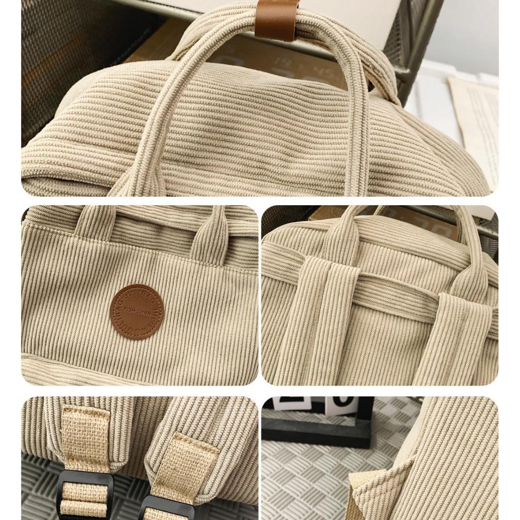 Schoolbag Corduroy Schoolbag Middle School Student Ins College Backpack Autumn and Winter New Solid Color Girl Velvet Backpack