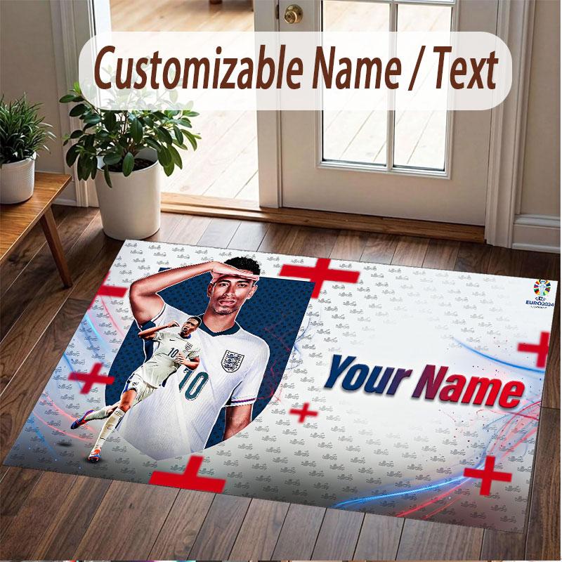 Custom Rug Jude Bellingham Pattern Print Name Text Soft Non‑Slip Floor Carpet for Home Indoor Decoration