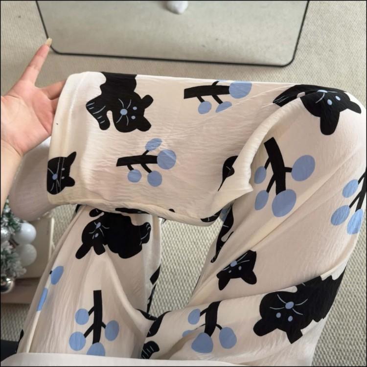 2026 New Style Lounge Pants for Women Loose Fit Wide Leg Casual Pajama Pants for Outdoor, Campus, Home