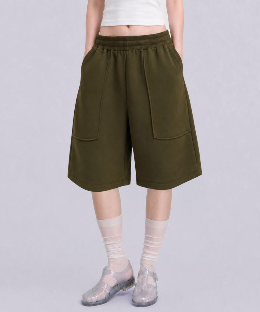 UNDEROFF Low-Cut Out-Pocket Bermuda Pants Khaki