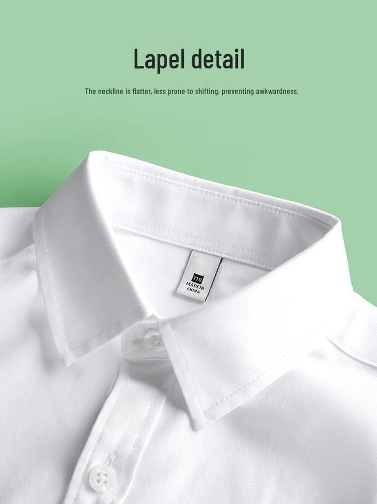 Children's White Short Sleeve School Uniform Shirt - Unisex, All Seasons, Small To Large