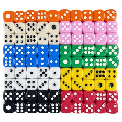 Game Dice 14mm D6 Dice 100pcs Cube Colored Die, Drinking Dice Bar Party Leisure Game Accessories