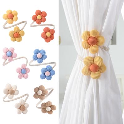 4Pieces Colorful Flower Curtain Tiebacks Metal Rope Window Drape Holders Holdbacks Clips for Home Bedroom Decoration