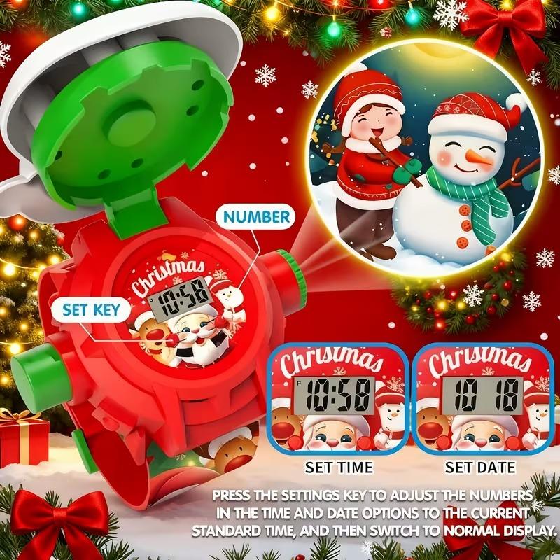 1-5PCS Projection Christmas Watch LED Glowing Kids Watch Fun Toy Trendy Accessory with Multiple Patterns Birthday Christmas Gift