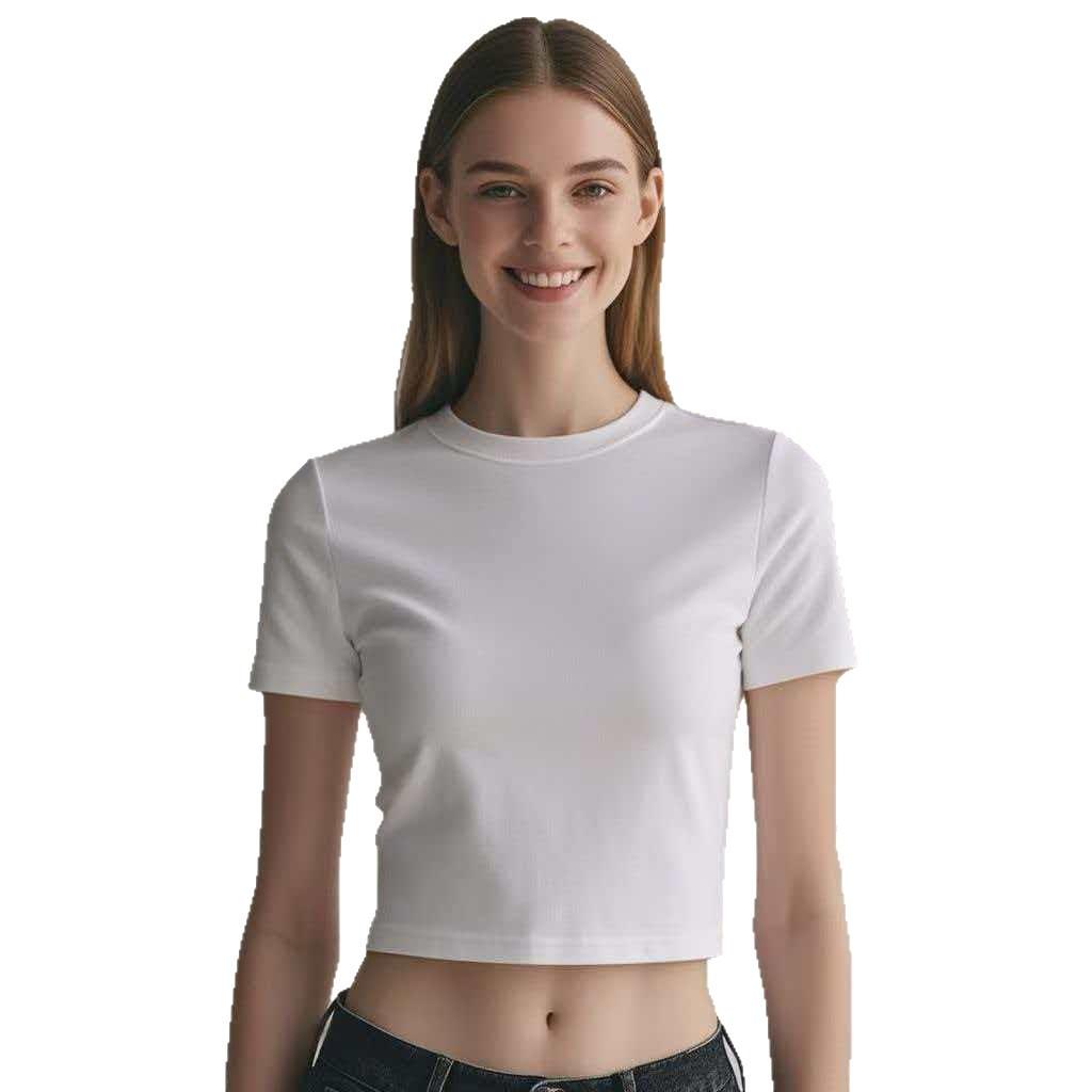 European and American large-size off-the-navel short-sleeved T-shirt women's summer new slim-fitting and thin YK Spice Girls top trend
