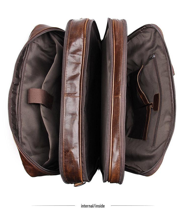 Jiameida Retro Genuine Leather Men's Business Briefcase - Large Capacity Handbag and Laptop Bag