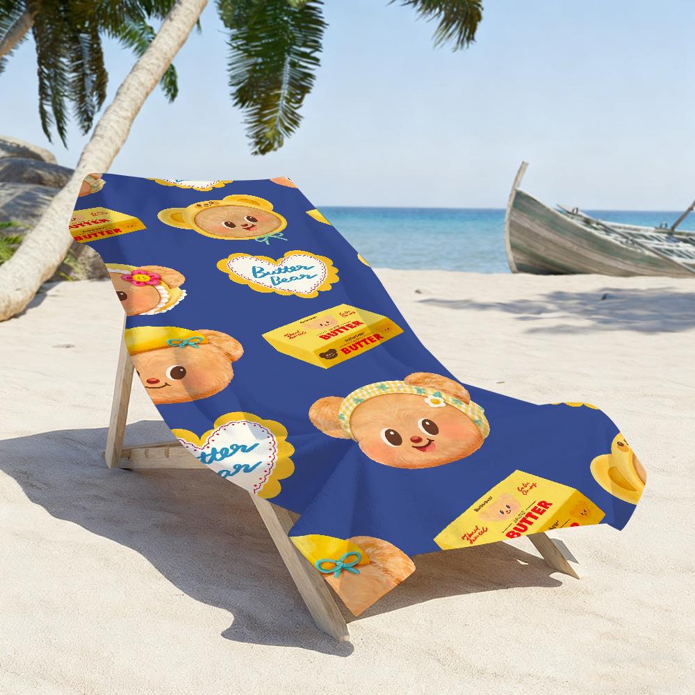 Cartoon B-Butter Bear Cute Towel Soft Pool Gift For Travel Gym Shower Camping Quick Dry Sports Large Beach Towels