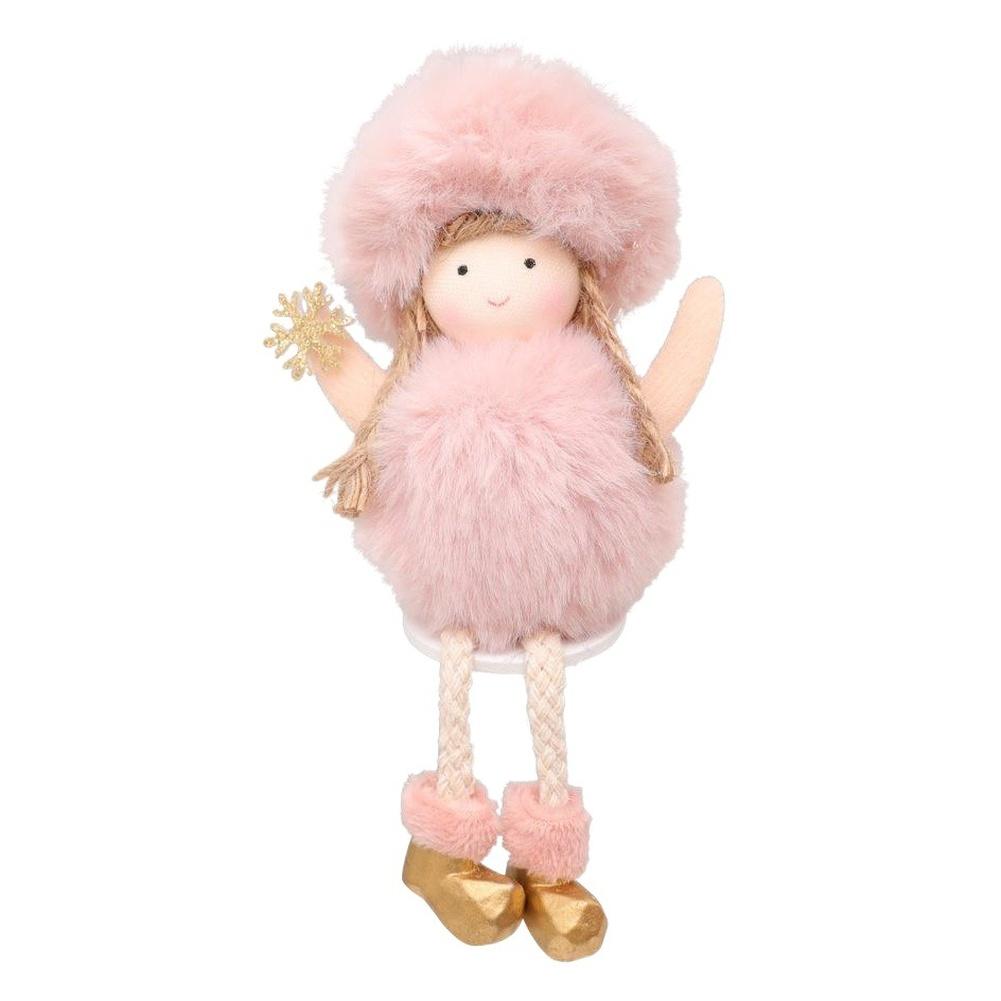 Soft Plush Angel Doll Ornament Designed for Christmas For Tree Hanging Featuring Sitting Pose and Seasonal Charm