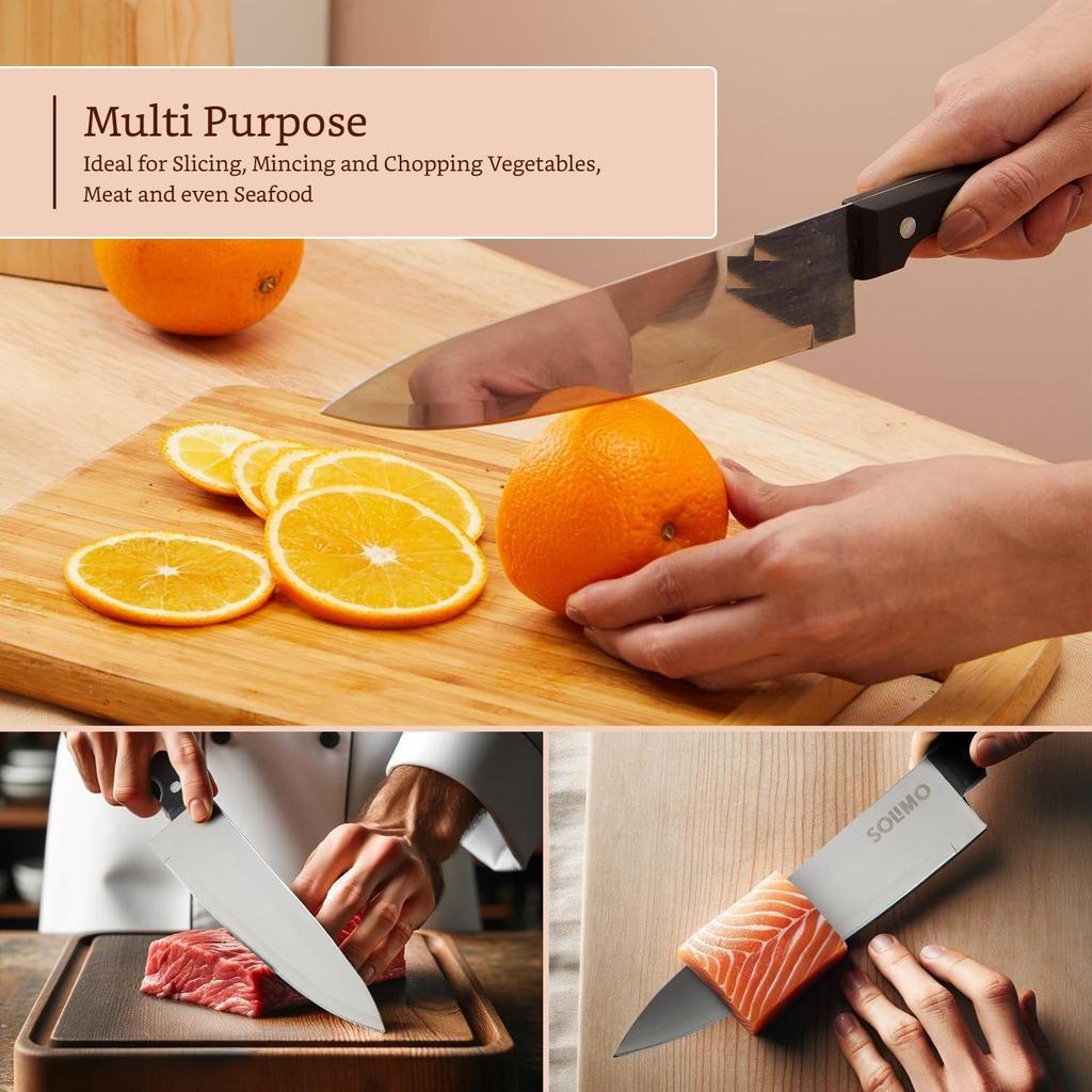 Stainless Steel Chef's Knife | Triple Rivet Handle (Silver)