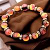 [GOLD STONE] Glowing Firefly Glass Bracelet, Kerama Sunset Orange, Sparkling Okinawa Power Stone, Inner Circumference: Approx. 18.5cm