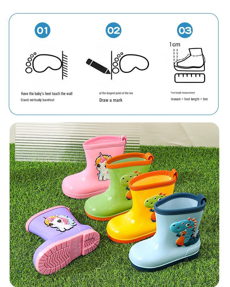 Kinder Cartoon Regenstiefel, Rutschfest mit elastischer Öffnung und weicher Samtsohle für ältere Kinder