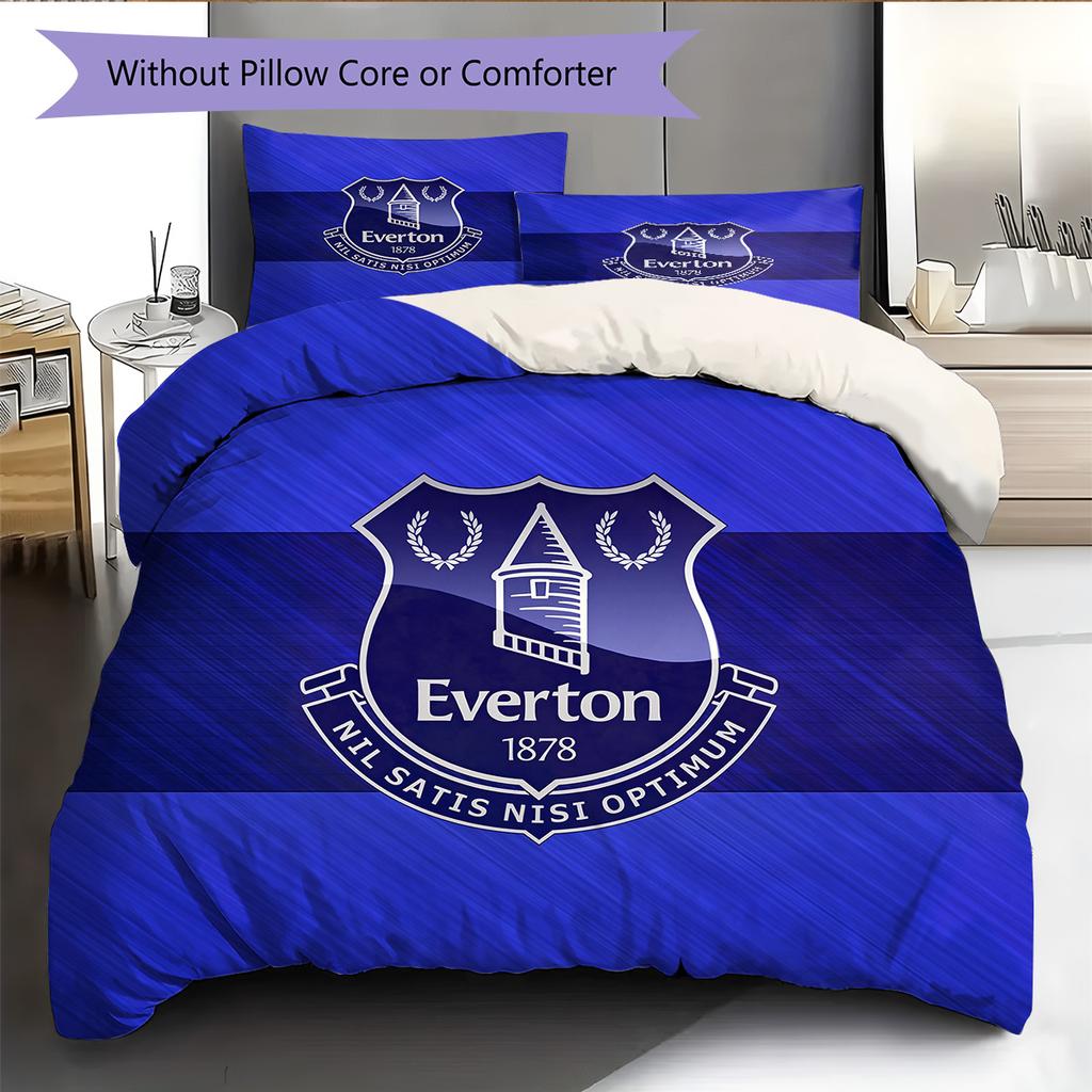 Everton F.C.  Pattern Bedding Quilt Set  Home Decoration  Gift (1 * Duvet Cover + 2 * Pillowcase  Without Core)