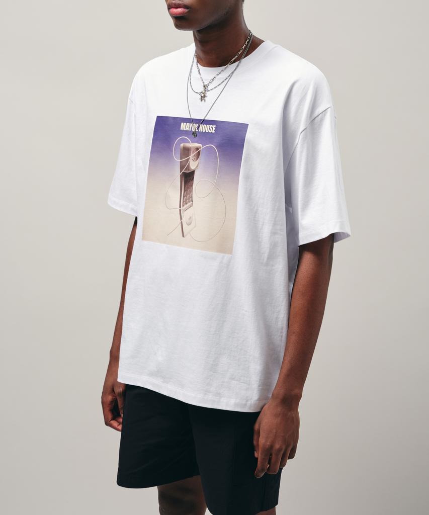 MAYOL Telephone Graphic Short Sleeve Unisex T-Shirt_White